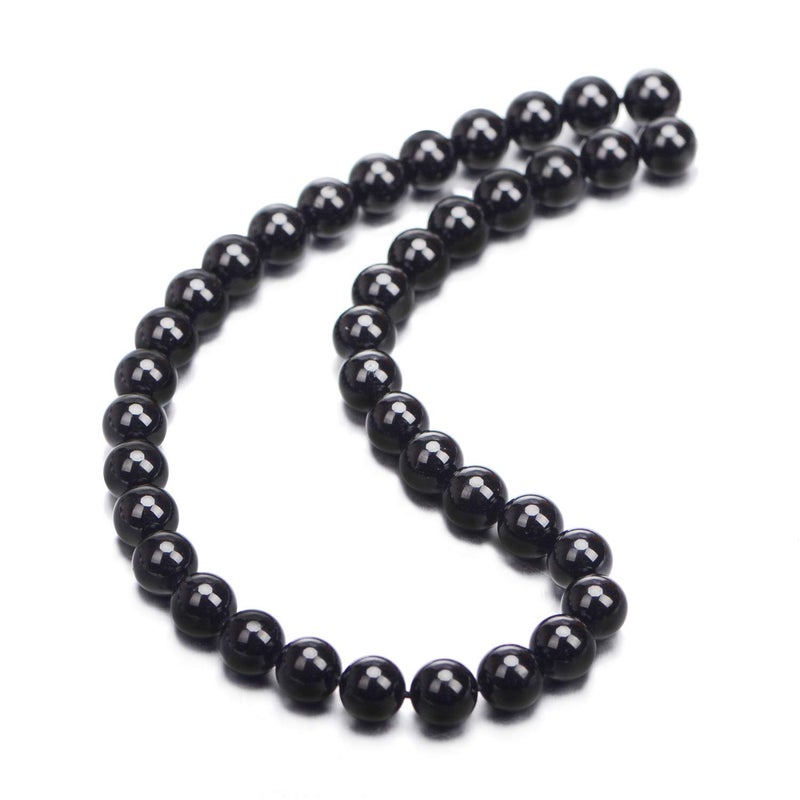AD BEADS Natural Black Tourmaline Gemstone Round Beads 15.5â€œ A Grad (10mm) - Image 2